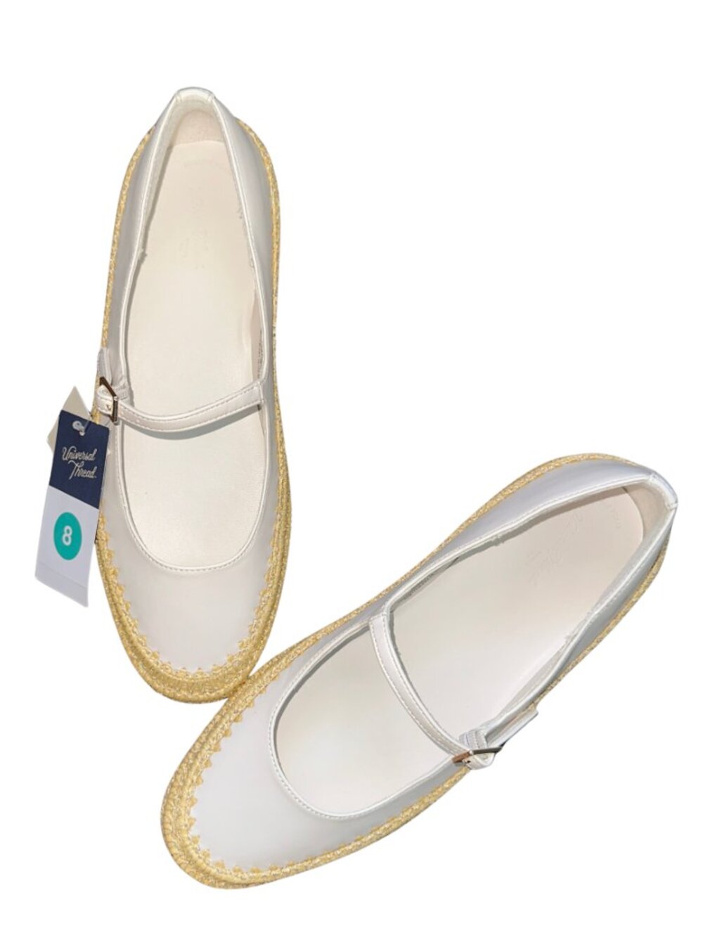 Universal Thread Cream Bea Espadrille Mary Jane Flats NWT Size 8 - Picture 10 of 11